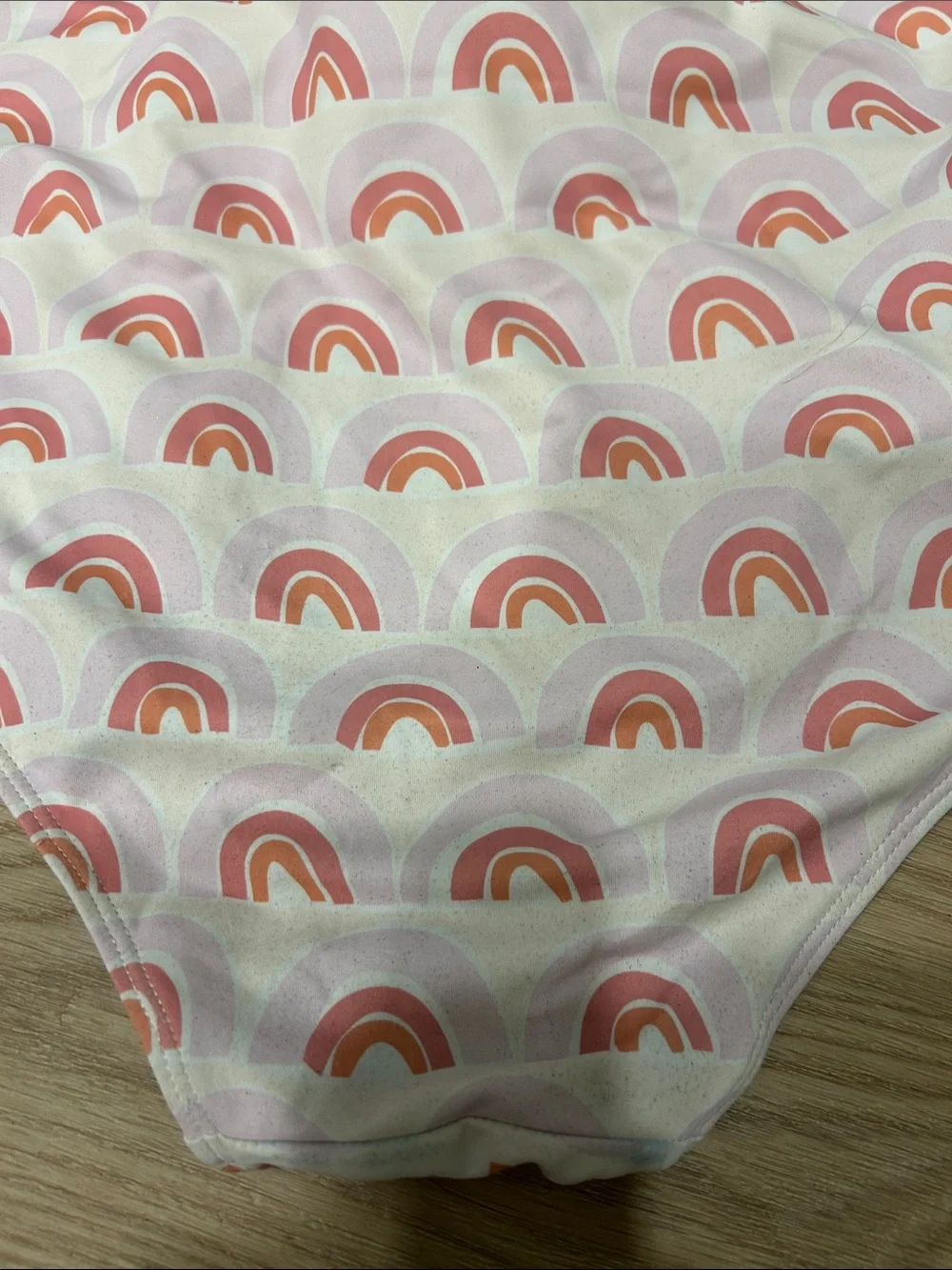 High-Waist Rainbow Print Bikini Bottoms - Pink & Peach - Picture 2 of 4